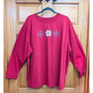 Pajamagram Women's 2X Top Red Christmas Holiday Pajama Top Long Sleeves